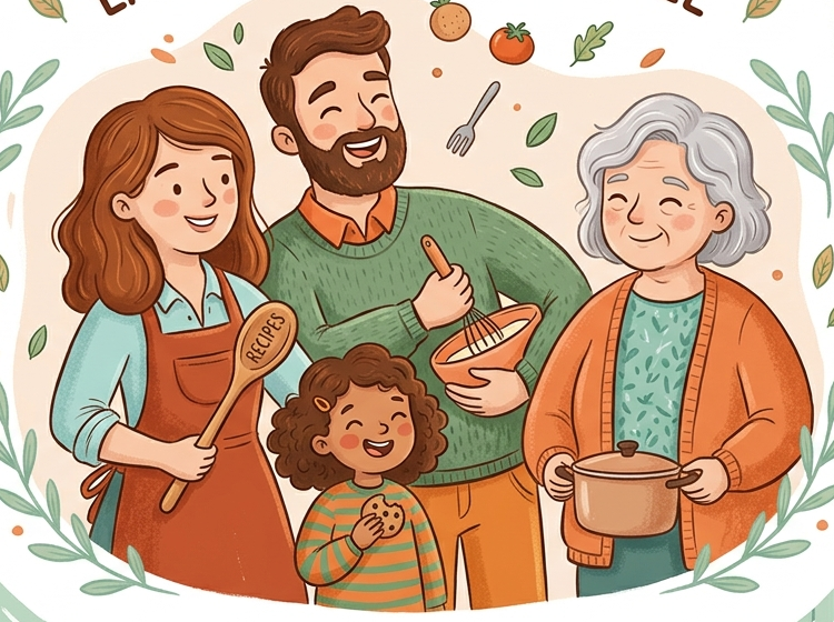 Famille cuisinant ensemble
